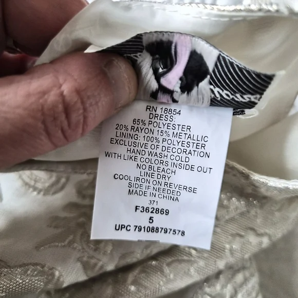 EUC Rare Editions Dress Ivory Gold Silver Girl 5 Wedding Holiday Family Photo - Picture 13 of 13